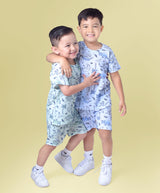 Conjunto niño tela waffer estampado dinosaurios