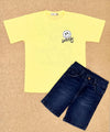 Conjunto niño camisa en algodón estampado by happy con bermuda jean