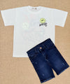 Conjunto niño camisa en algodón estampado by happy con bermuda jean