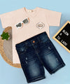 Conjunto niño camisa en algodón estampado everyday con bermuda jean