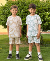 Conjunto niño en tela burda camisa estampado carita